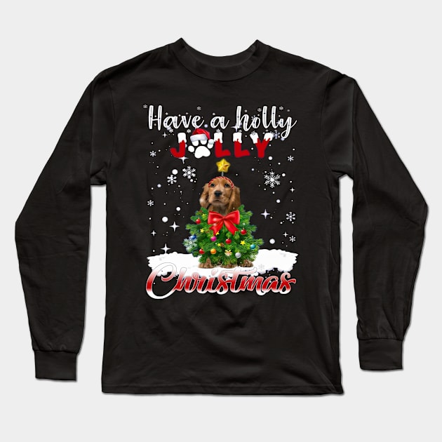 English Cocker Spaniel Have A Holly Jolly Christmas Long Sleeve T-Shirt by Los Draws